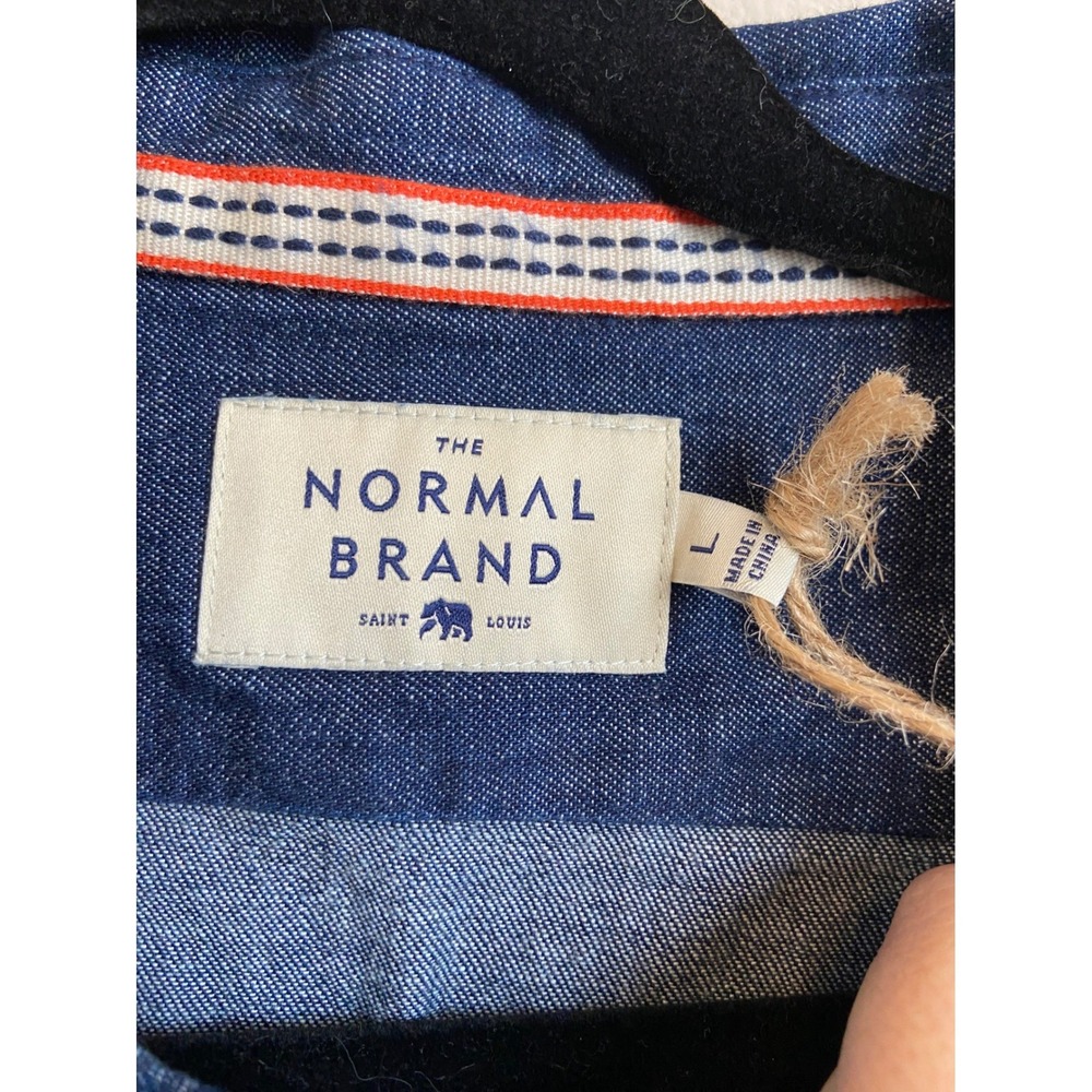 The Normal Brand Danny Denim Shirt Blue Long Sleeve Button Up Size Large - Picture 2 of 6